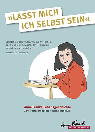 Cover des Lernmaterials. Darauf zu sehen ist eine Illustration von dem Mädchen Anne Frank